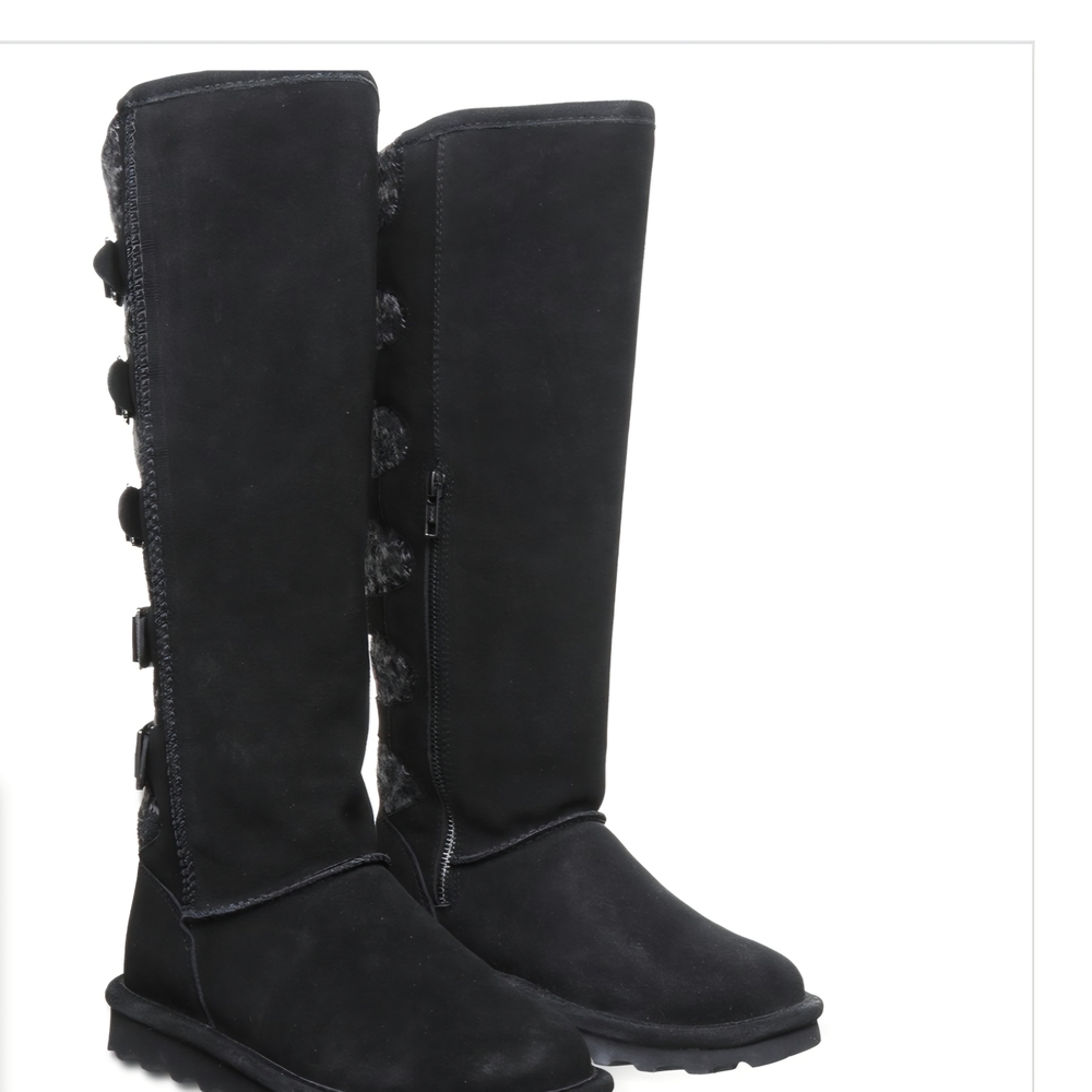 Bearpaw Boshie Tall Suede Winter Boots Size 9 Black